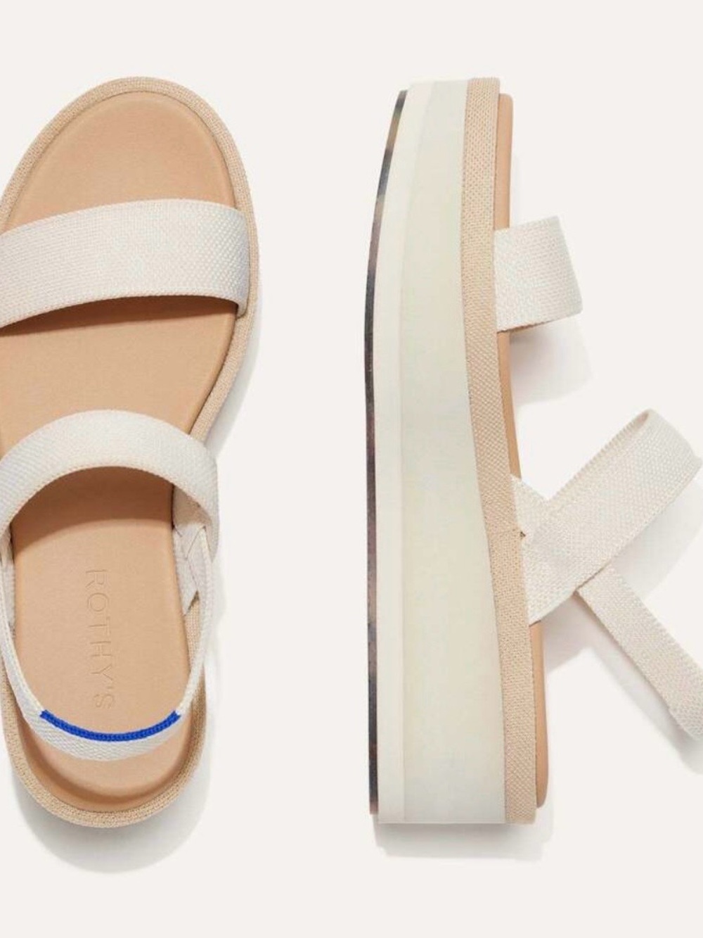 ROTHY'S LIGHTWEIGHT WEDGE SUMMER SANDAL / BEIGE SALT CREAM / SIZE 7/ NWOT - Picture 3 of 9